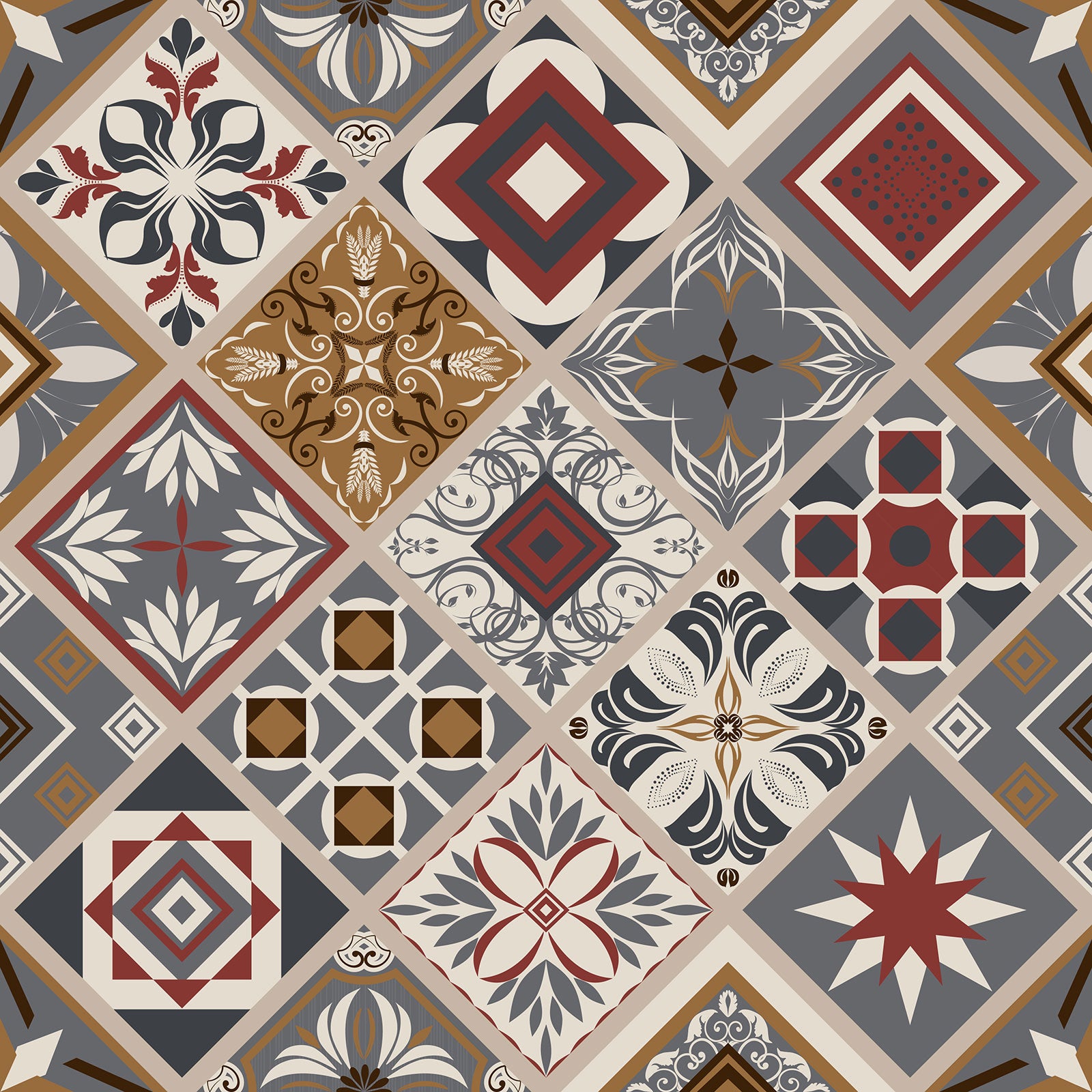 Crédence adhésive sticker pour cuisine - Effet carreaux de ciment - Adhésif MAT - 60x60 cm - 2