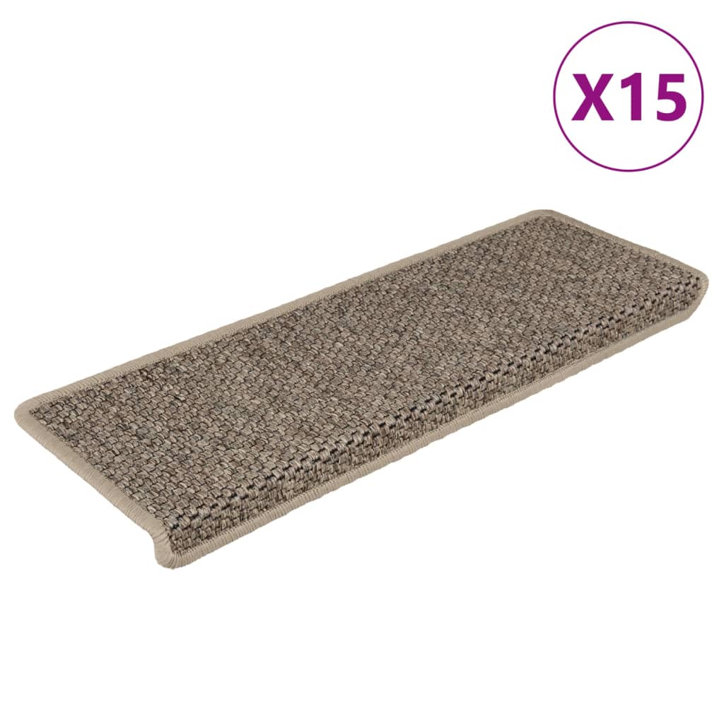 Maison exclusive - alfombrilla autoadhesiva escalera sisal 15 uds beige 65x21x4 cm