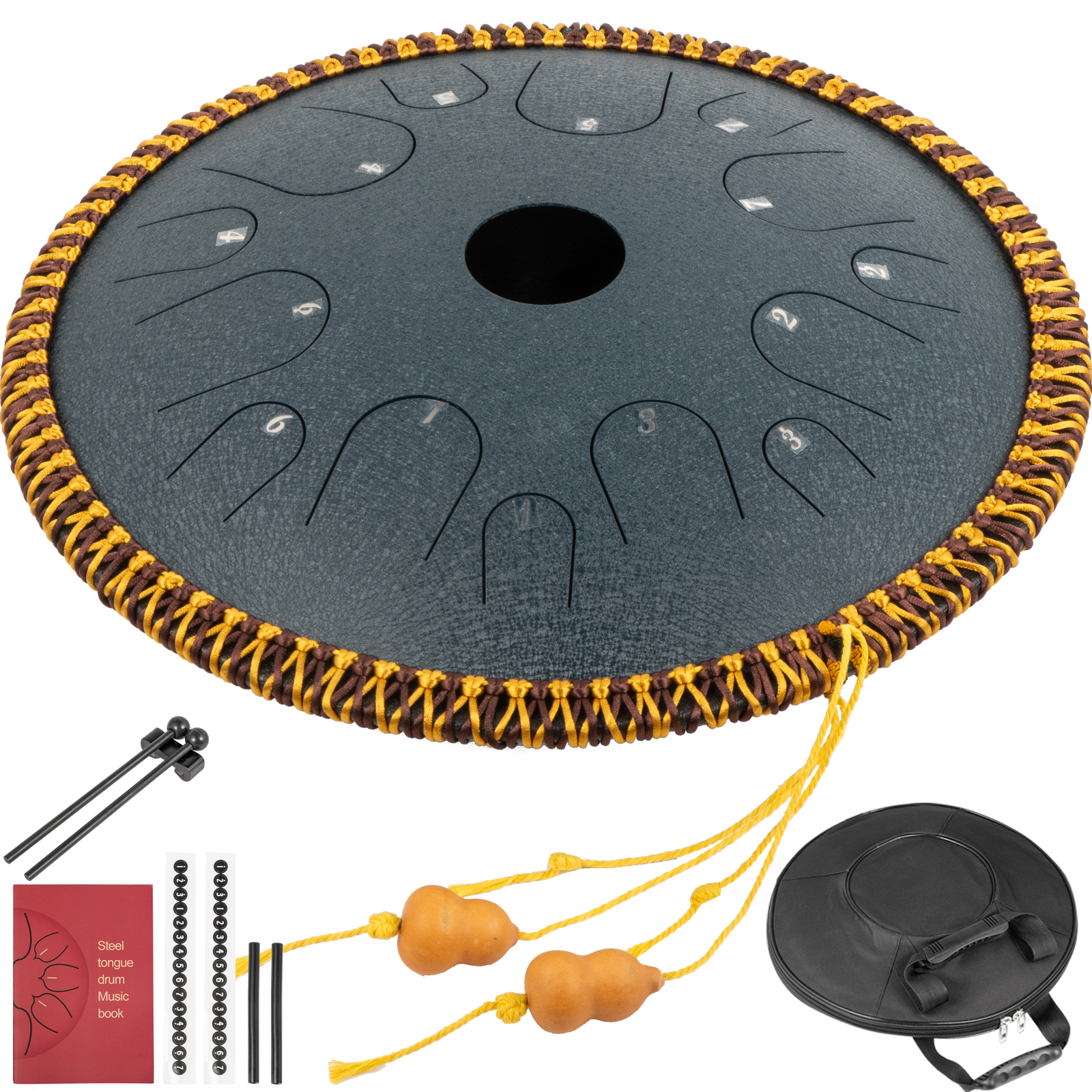 Steel Tongue Drums,Tambour Handpan à 12 Pouces 13 Tons,avec Sac, Baguettes, Hand Drum Instrument Idéal Pour La Méditation,Le Yoga, éducation Musicale,C