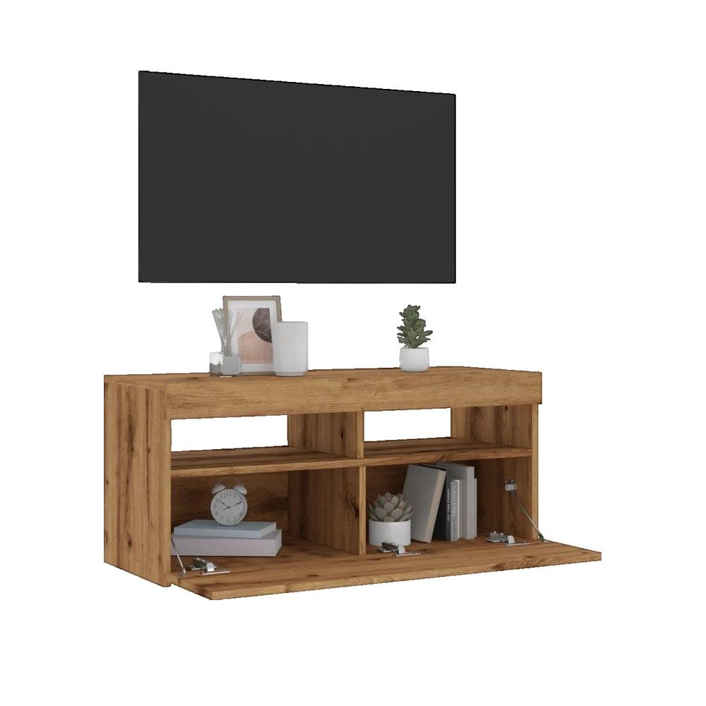 Mobile TV VidaXL Con LED RGB E 4 Scomparti: 90x35x40 Cm, Multistrato Resistente, Disponibile In Più Colori - 6