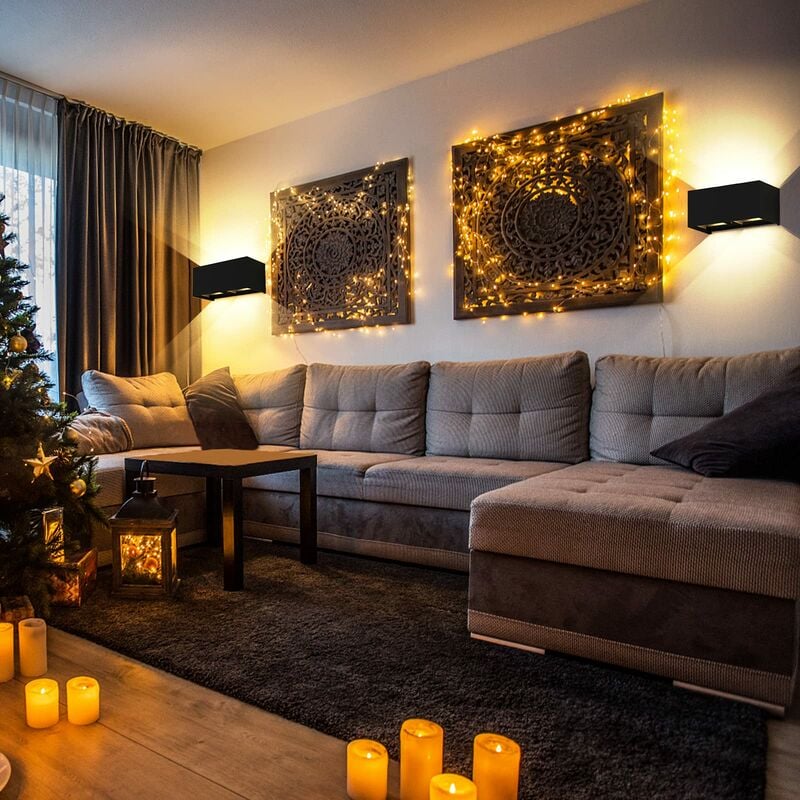 Applique murale intérieure/exterieure led 24W,Avec Angle de Faisceau Réglable Etanches IP65 eclairage exterieur led,3000K Blanc Chaud Noir , 2 unité - 3