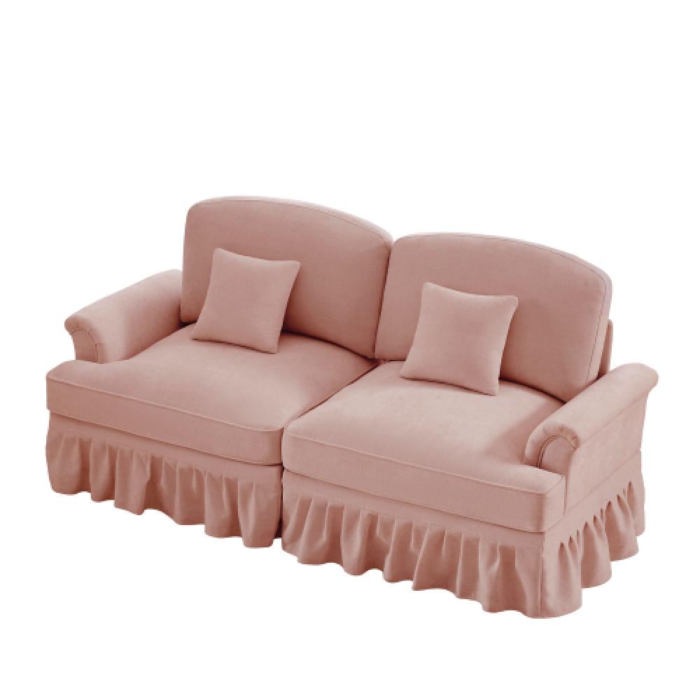 Divano 2 posti elegante stile medioevale-moderno, copertura a volant removibile, tessuto in ciniglia confortevole, moduli versatili per soggiorno - 4