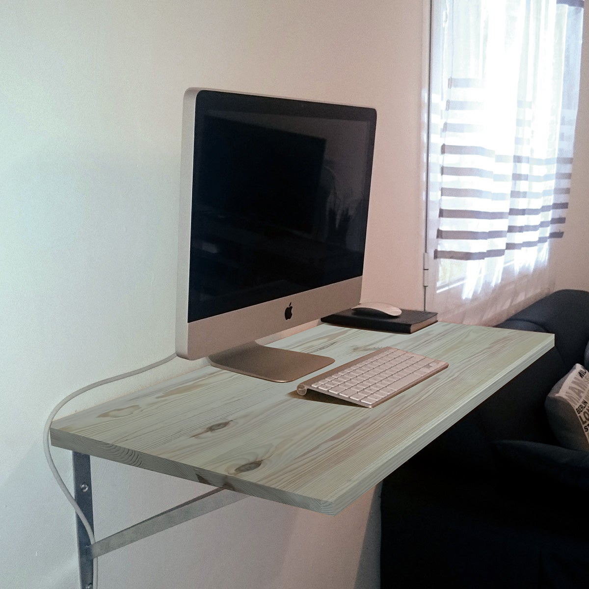 Tablette Pin Rustique bois massif, L.120 x l.30 cm, Ep.22 mm - 2