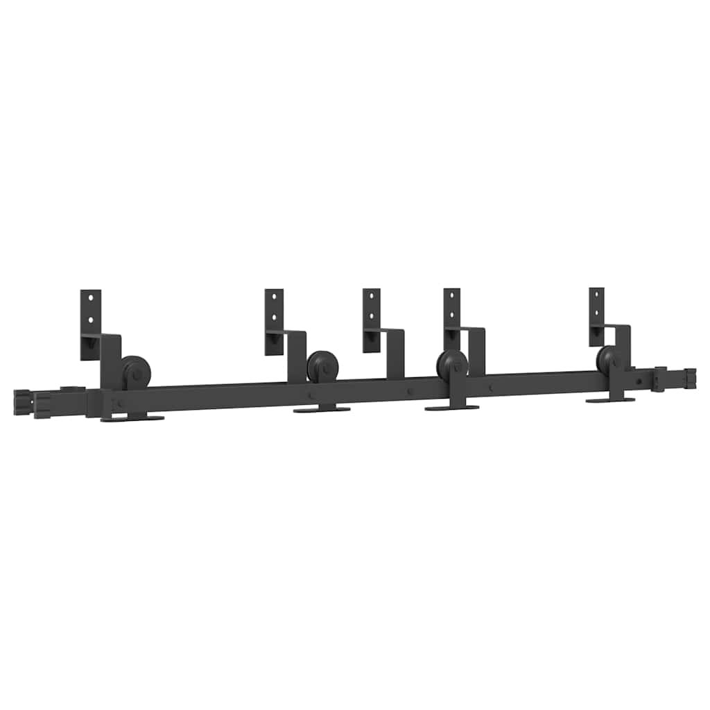 Kit de herrajes para puertas correderas acero negro 152,5 cm
