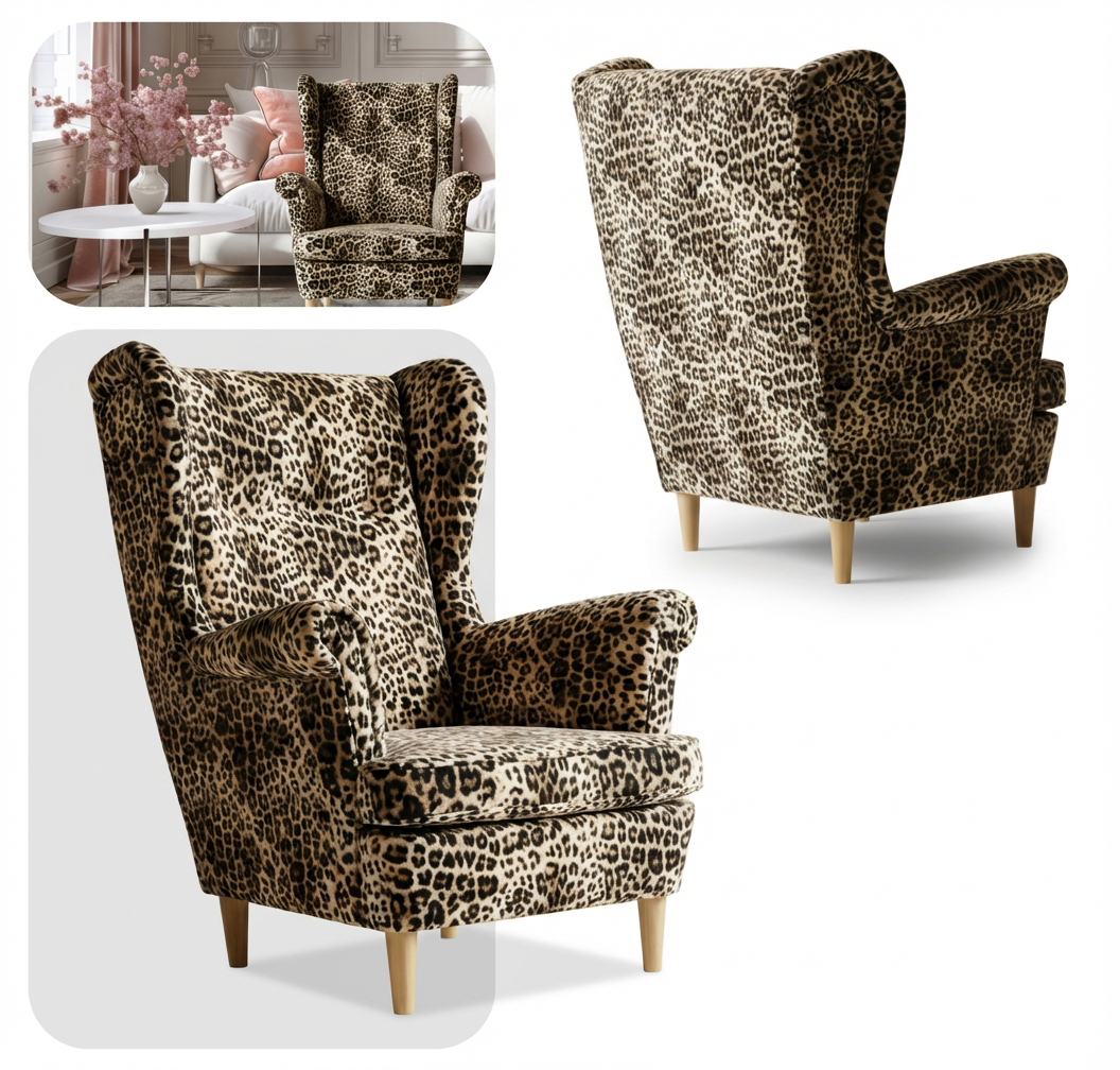 Fotel uszak pantera wzór modny nowoczesny panterka Ari Print Family Meble - 6