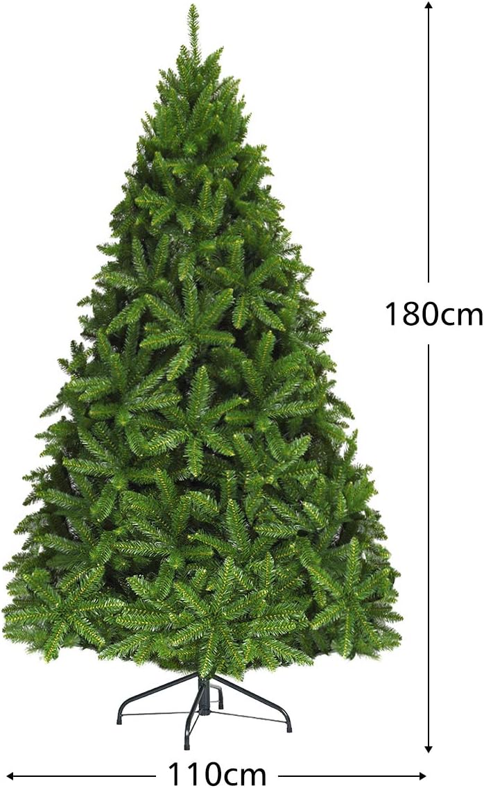 Árbol de Navidad Artificial, 1250Ramas de PVC Ignífugo, Apertura Automática, Decoración Navideña para el Hogar, Verde (180 CM) - 7
