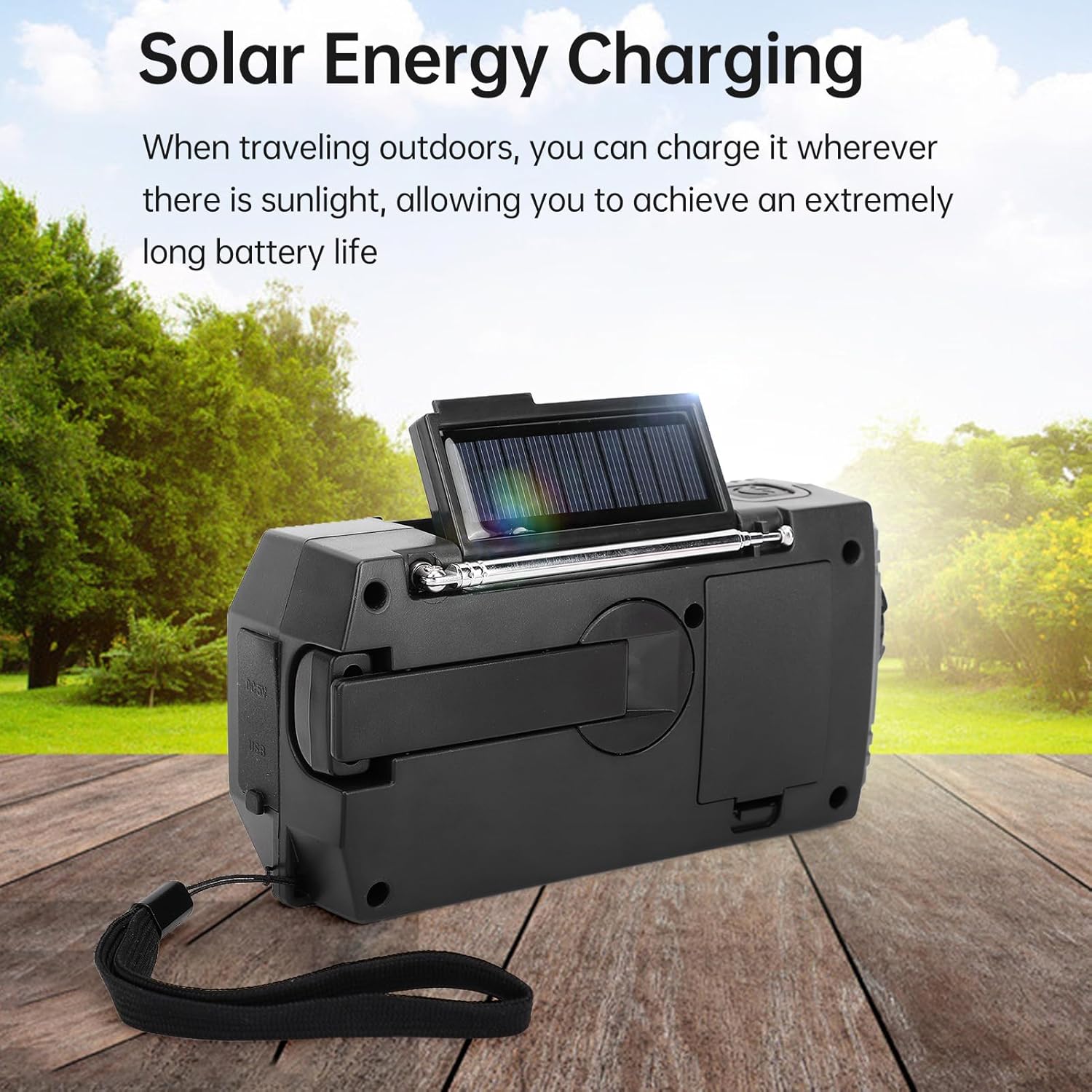Radio Météo Urgence Manivelle Solaire AM FM SW - Lampe LED, Chargeur Téléphone, Alarme SOS Pour Extérieur