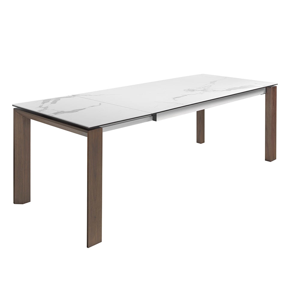 Rozkładany stół do jadalni prostokątny marmur porcelanowy i orzech włoski 180 x 90 x 75 cm