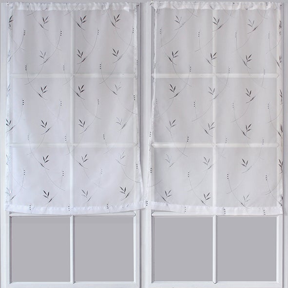 Voilages Dentelle Papillons HOME MAISON - Paire De 60x90 Cm Blanc - Tamisants Pour Fenêtre Déco Nature