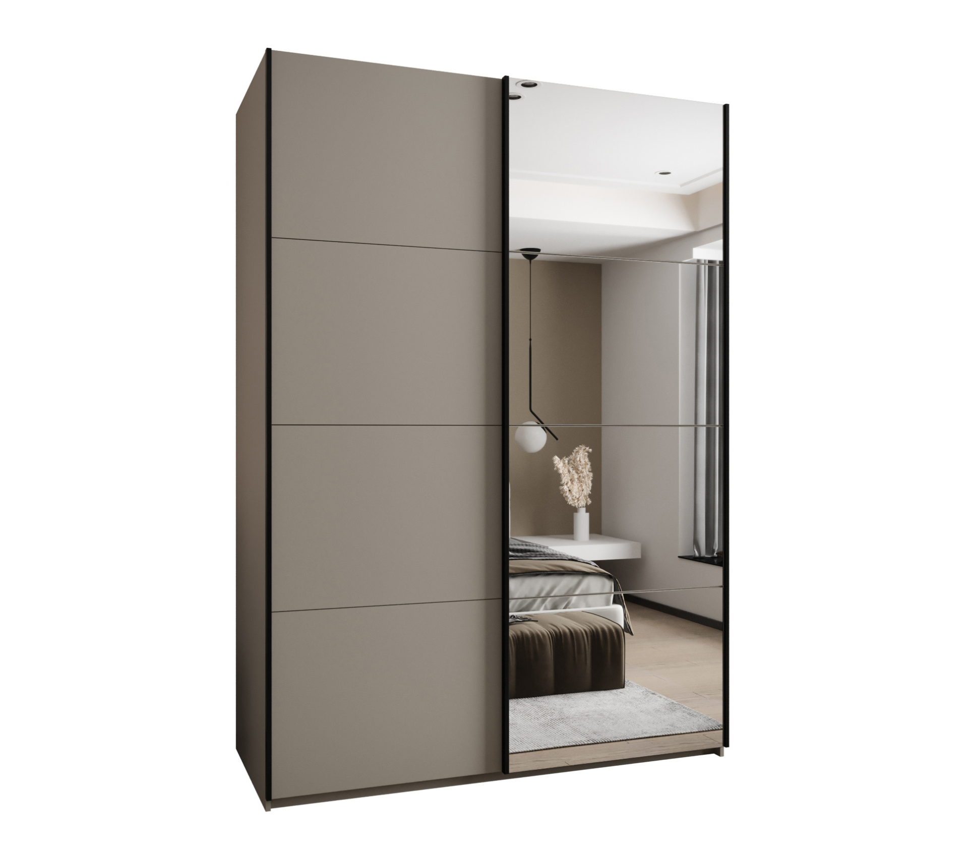 Szafa przesuwna wysoka Lux 3 180 x 64 x 245,5 cm kaszmir + kaszmir + u. czarny - Abiks Meble