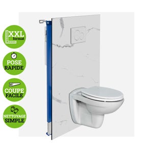 Panneau Habillage WC suspendu , L120*l120*0.4 cm, finition marbre blanc, Mud White KOBERTIN