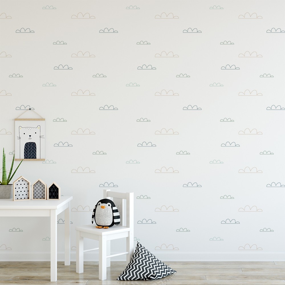 Papel pintado autoadhesivo con tintas eco, y libre de pvc, rollo de 129 x 260 cm nubes