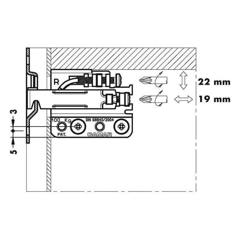 Support élément haut extra plat - Sens : Gauche - CAMAR - 2