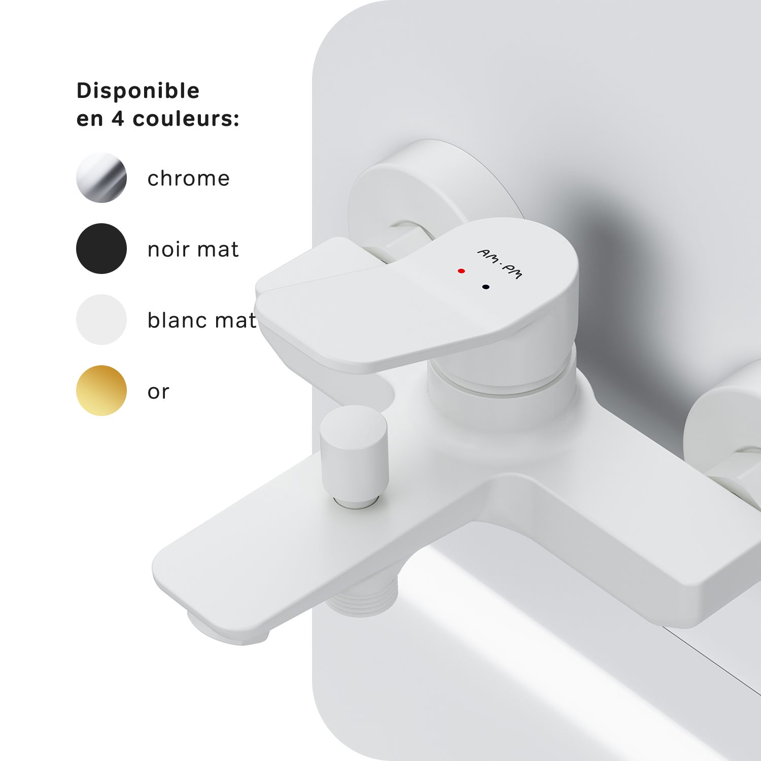Mitigeur de baignoire mécanique Robinet salle de bain, mitigeur de bain, Blanc taille M, X-Joy FXA10033 AM.PM - 6