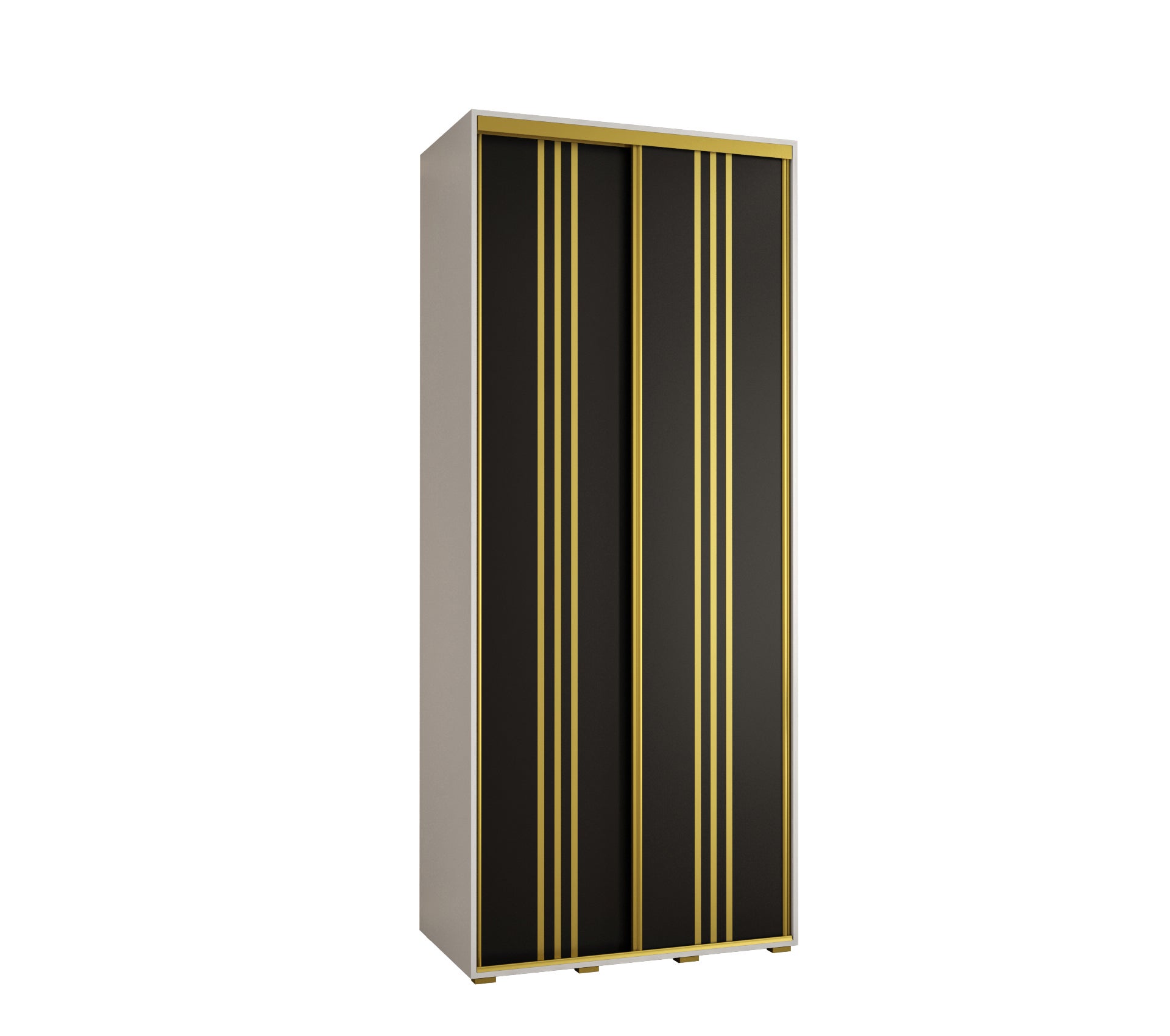 Szafa przesuwna wysoka Davos 6 110 x 45 x 235,2 cm biały + czarny + u. złoty - Abiks Meble