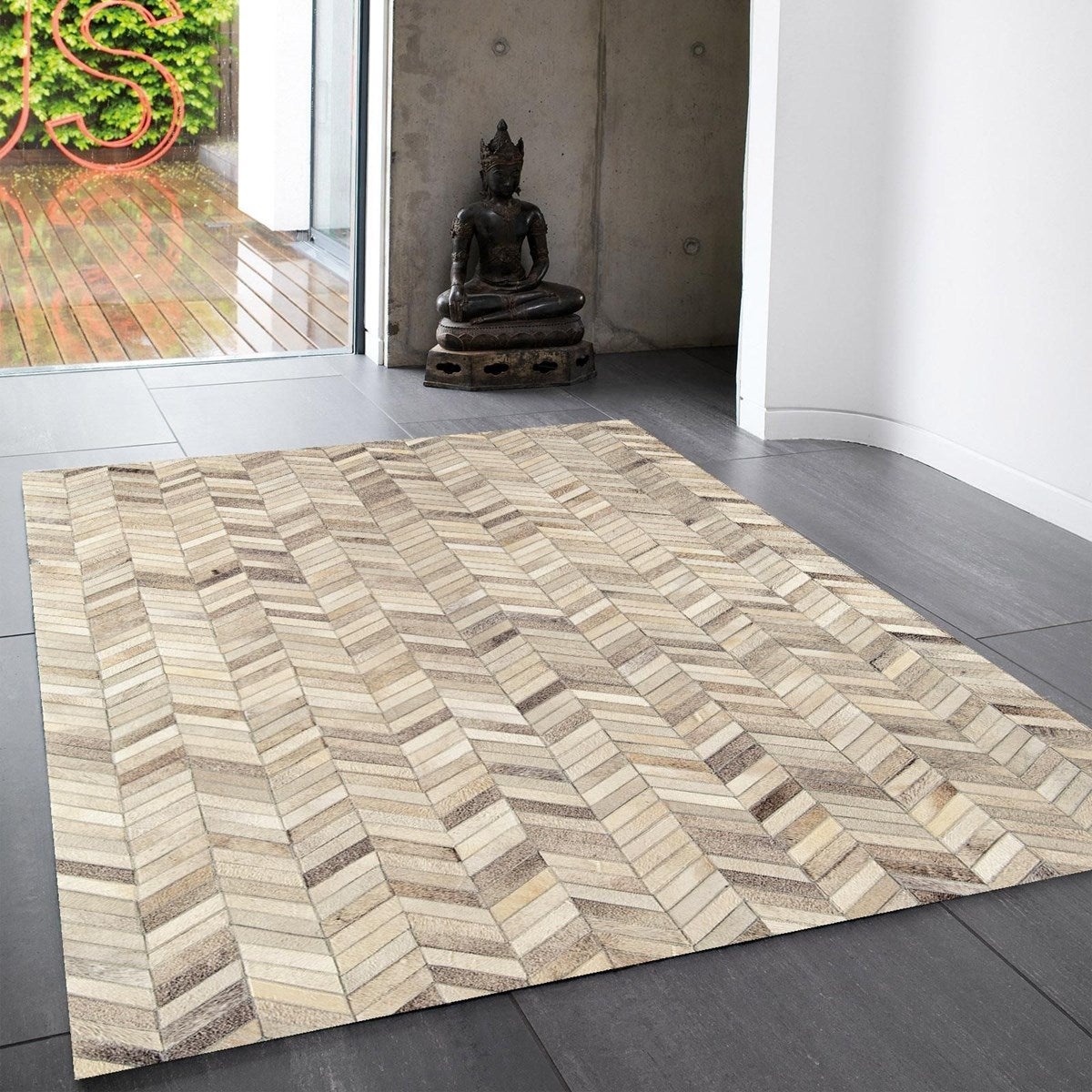 Tapis cuir de vache véritable cousu main PAMPA 120x170 cm - 2