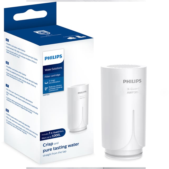 Filtre de rechange pour purificateur d'eau au robinet Philips X-Guard vertical, cartouche d'eau à charbon actif