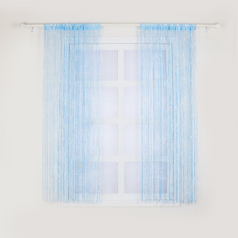 Panel zasłony drzwiowej Moskitiera Cekinowa przędza Zasłony Dekoracja ścienna Okno Drzwi Frędzle Pokój 100 x 200 cm, Błękitny - 4