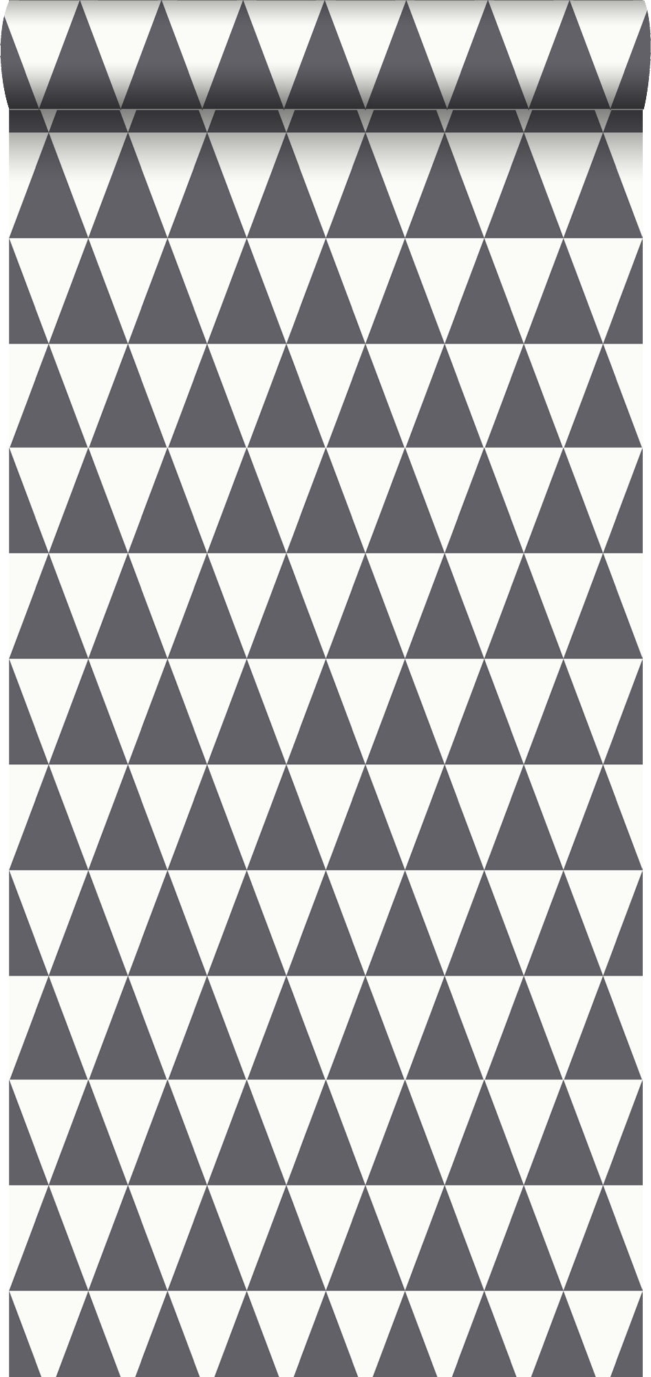 Tapeta graficzne trójkąty geometryczne ciemnoszarymIbiałym matowym - 53 cm x 10.05 m - ESTAHOME