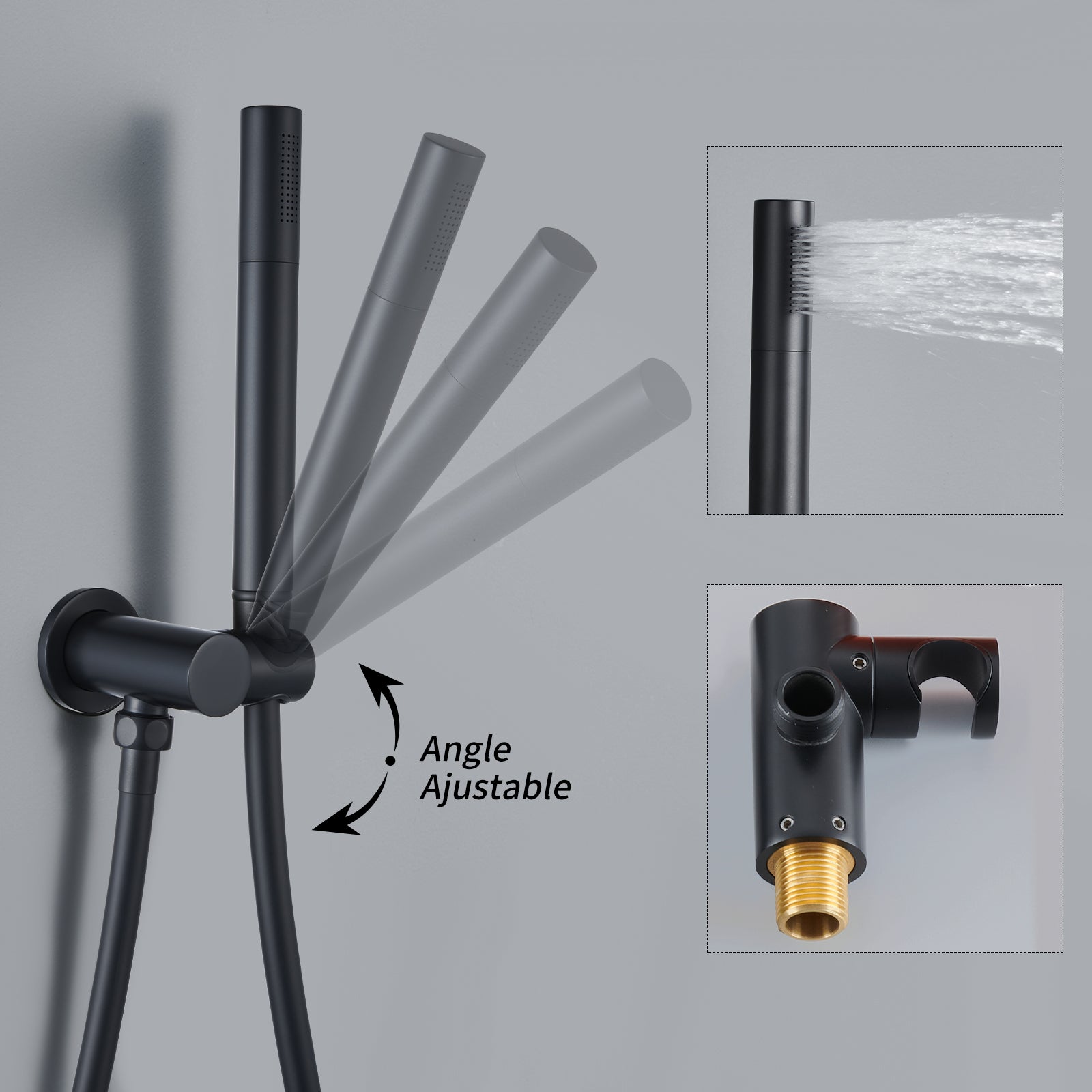 Encastré Ensemble de Douche Thermostatique Colonne de Douche Noir Système de douche Corps en Laiton HOMELODY - 8