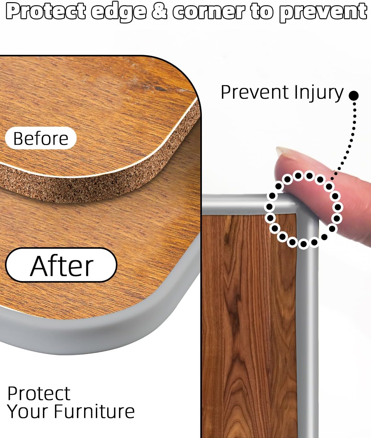 Bande de Chant en Forme de U 15 mm, Profil de Finition Plan de Travail Auto-Adhésif 5 m, Protection Coin de Table Bébé, Cornière PVC Souple - 3