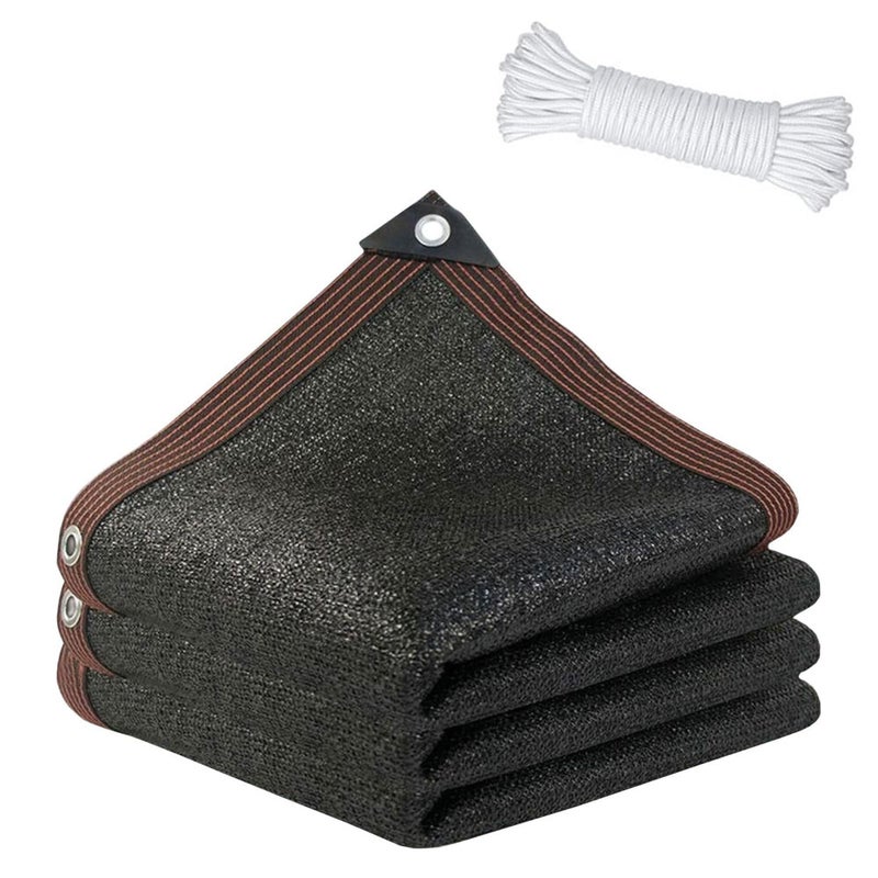 Siatka zacieniająca z oczkami - 2m x 3m - Siatka odporna na promieniowanie UV - do roślin ogrodowych, parasol ogrodowy - Z liną 4m - Czarna