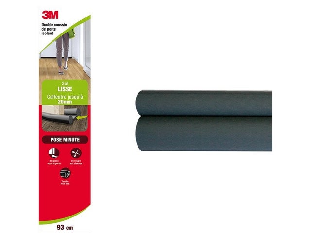 Bas de porte à glisser textile (bourrelet) Tranqu'illico, L.93 cm noir