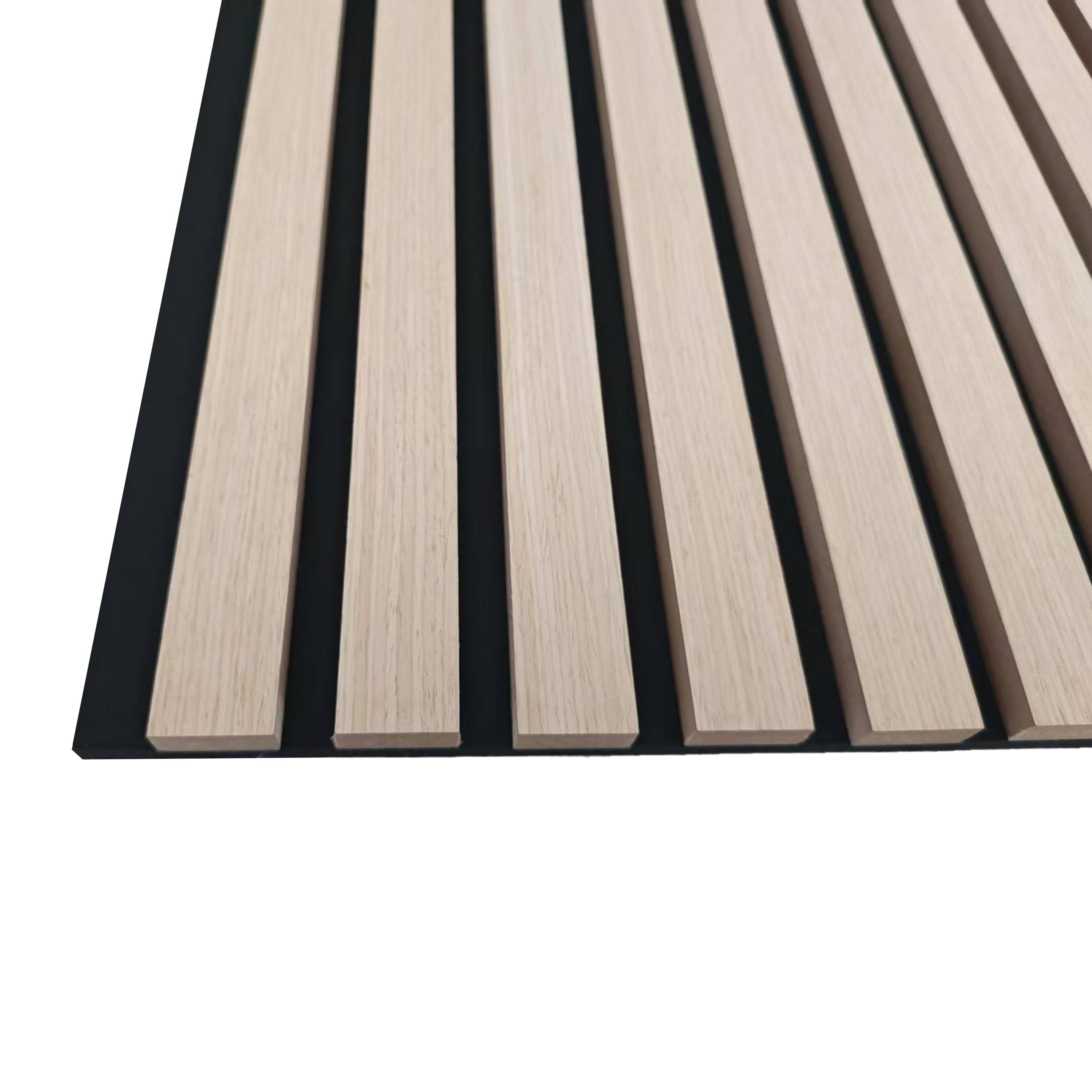 Lot de 3 panneaux muraux acoustiques décoratifs en bois MDF 260 x 30 cm, finition chêne blanc, excellente isolation acoustique, installation simple - 6
