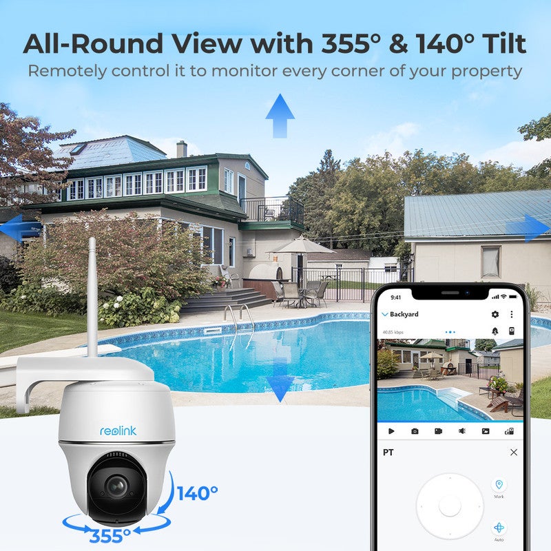Caméra de surveillance 5MP WiFi batterie PT sans fil, +SP, Reolink - 2