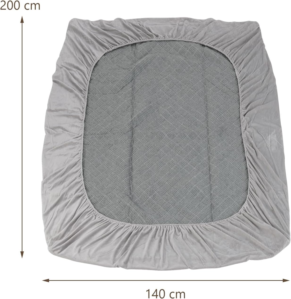 Resguardo de colchão 140 x 200 cm, capa de cama macia em poliéster cristal com proteção total de 360°, bolso fundo (140 x 200 cm, cinzento) - 2