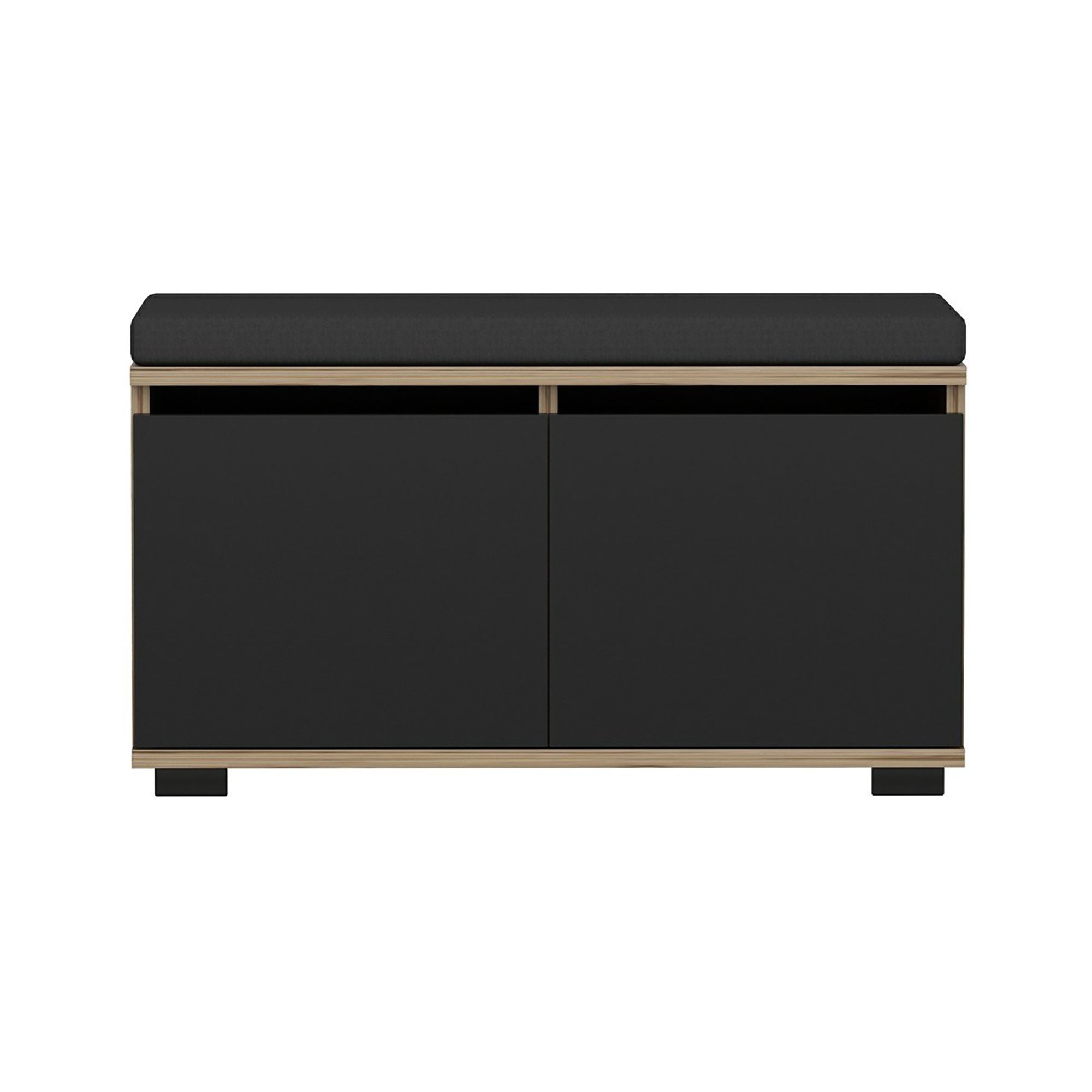 Banc à chaussures Brande avec 2 portes à 4 niveaux 42 x 80 x 35 cm effet chêne / noir [en.casa] - 2