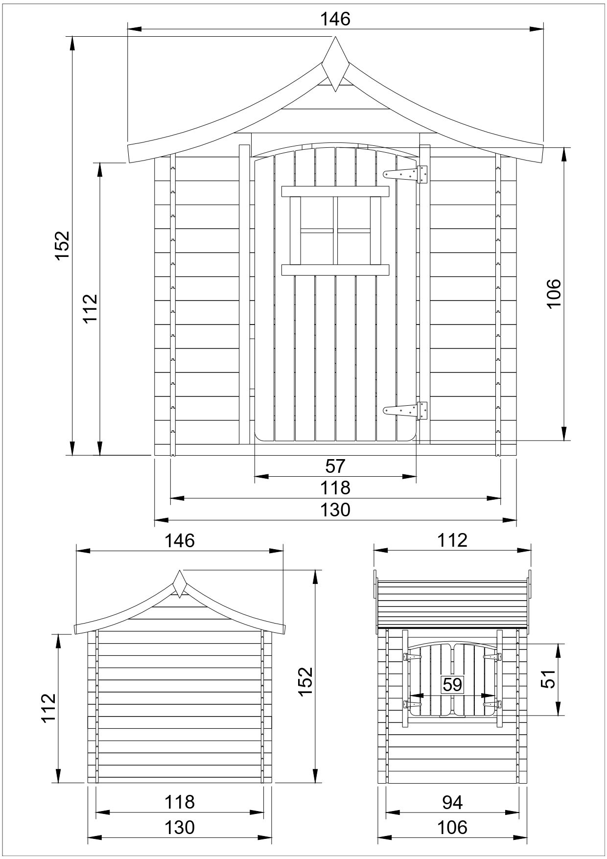 Casetta legno per bambini CON PAVIMENTI - L112xL146xA152cm/ 1,1m2 - Timbela M550 - 5