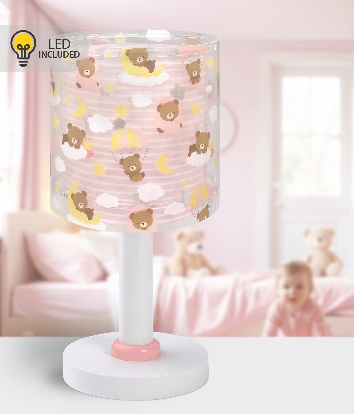 Lampka nocna LED Baby Teddy Misie różowy dla dzieci