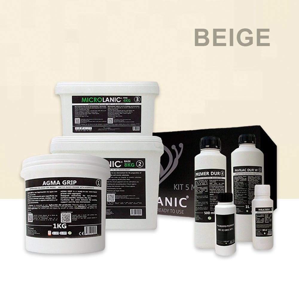 Microlanic kit microcemento 5m² sbc especial baños y cocinas baños, duchas y cocinas beige