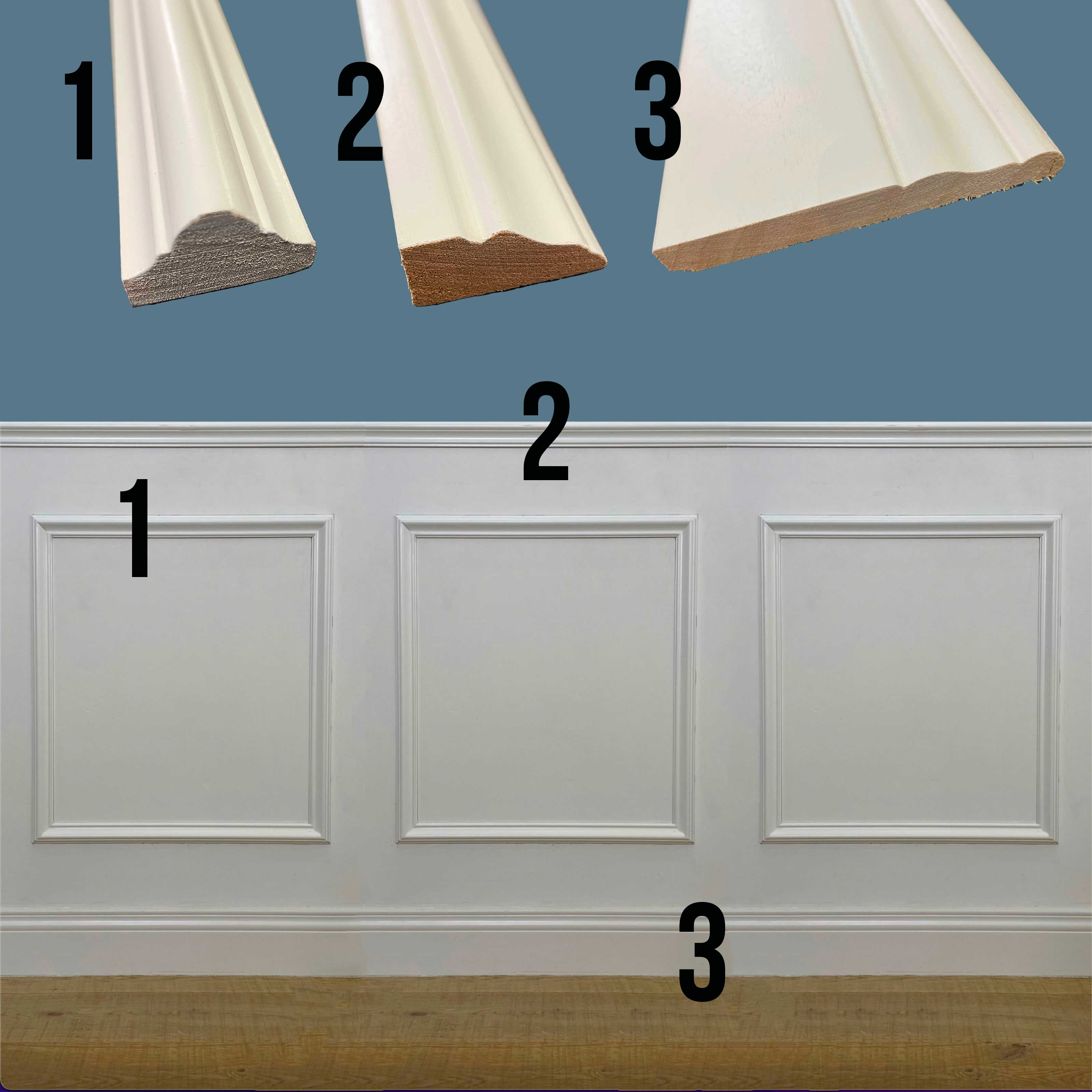 2 metri lineari di Boiserie CLASSIC in legno MASSICCIO di Ayous laccato bianco tutto incluso (200Lx100Hcm) - 5