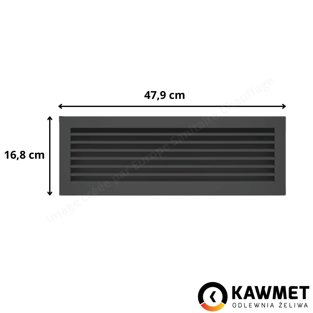 Grille De Ventilation Oskar – 17x49 Cm, Noir, Persienne, Acier Peint En Poudre