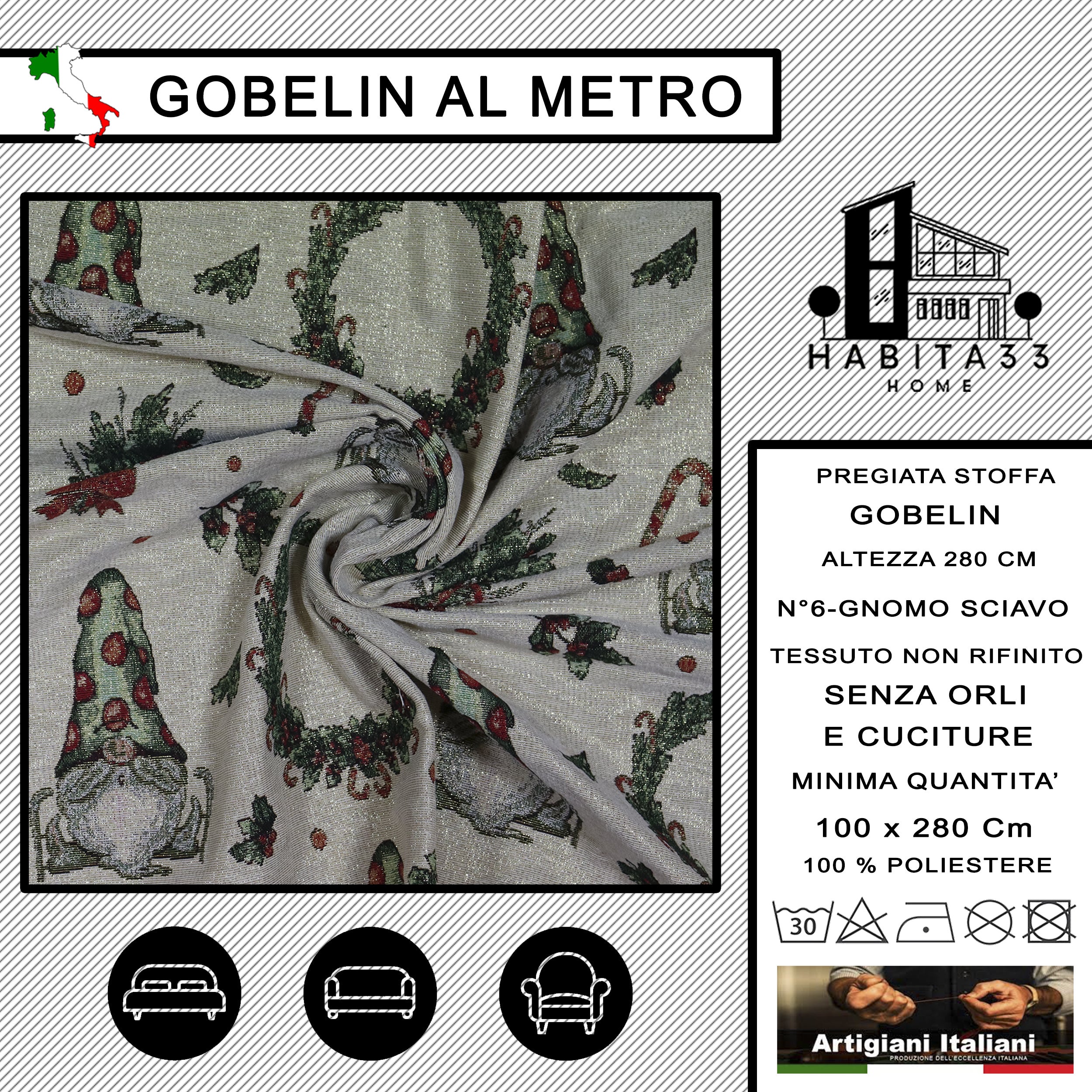 Tissu Jacquard Teint Motif Journal Noir - 290 G/m² Mixte Coton/Polyester - Laize 140 Cm - Ameublement Loisirs Créatifs