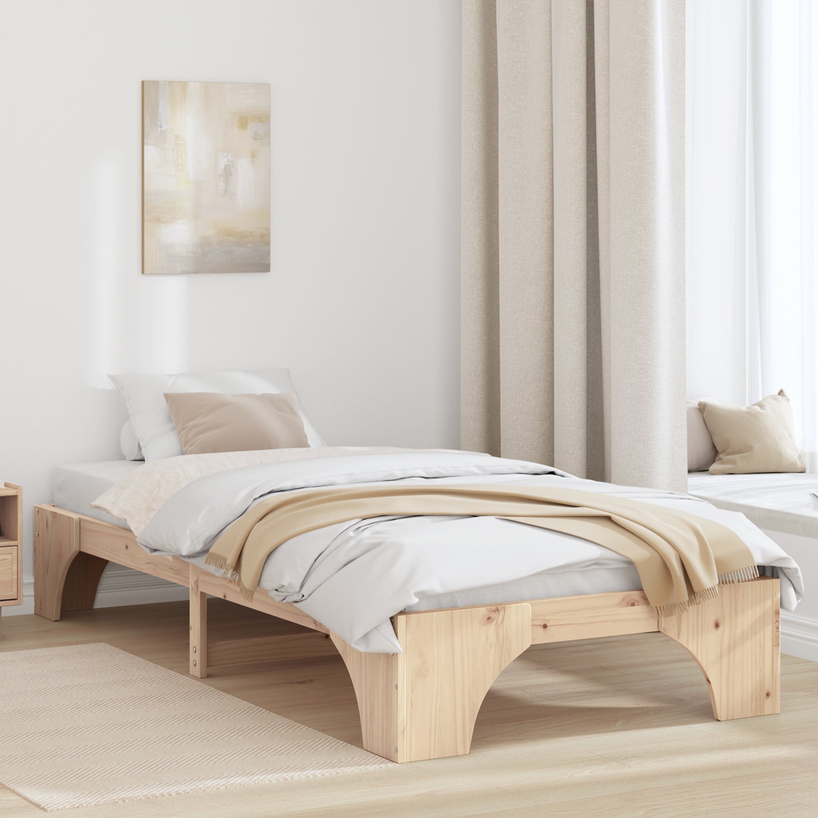 Ramka łóżka Naturalny 80 x 200 cm Lite drewno sosnowe vidaXL