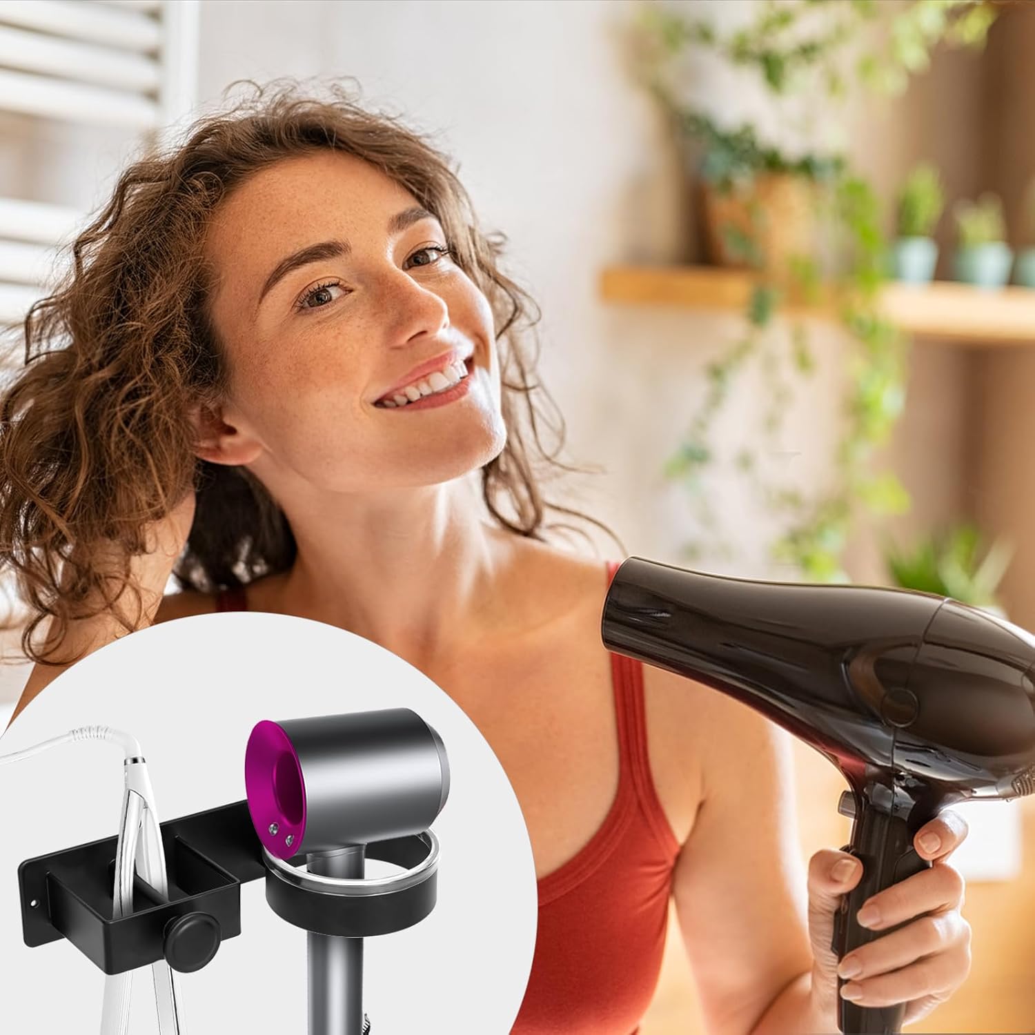 Support Seche Cheveux Sans Percage Mural, Porte Seche Cheveux Mural Sans Percage Supports Pour Seche Cheveux Et Lisseur 98779605