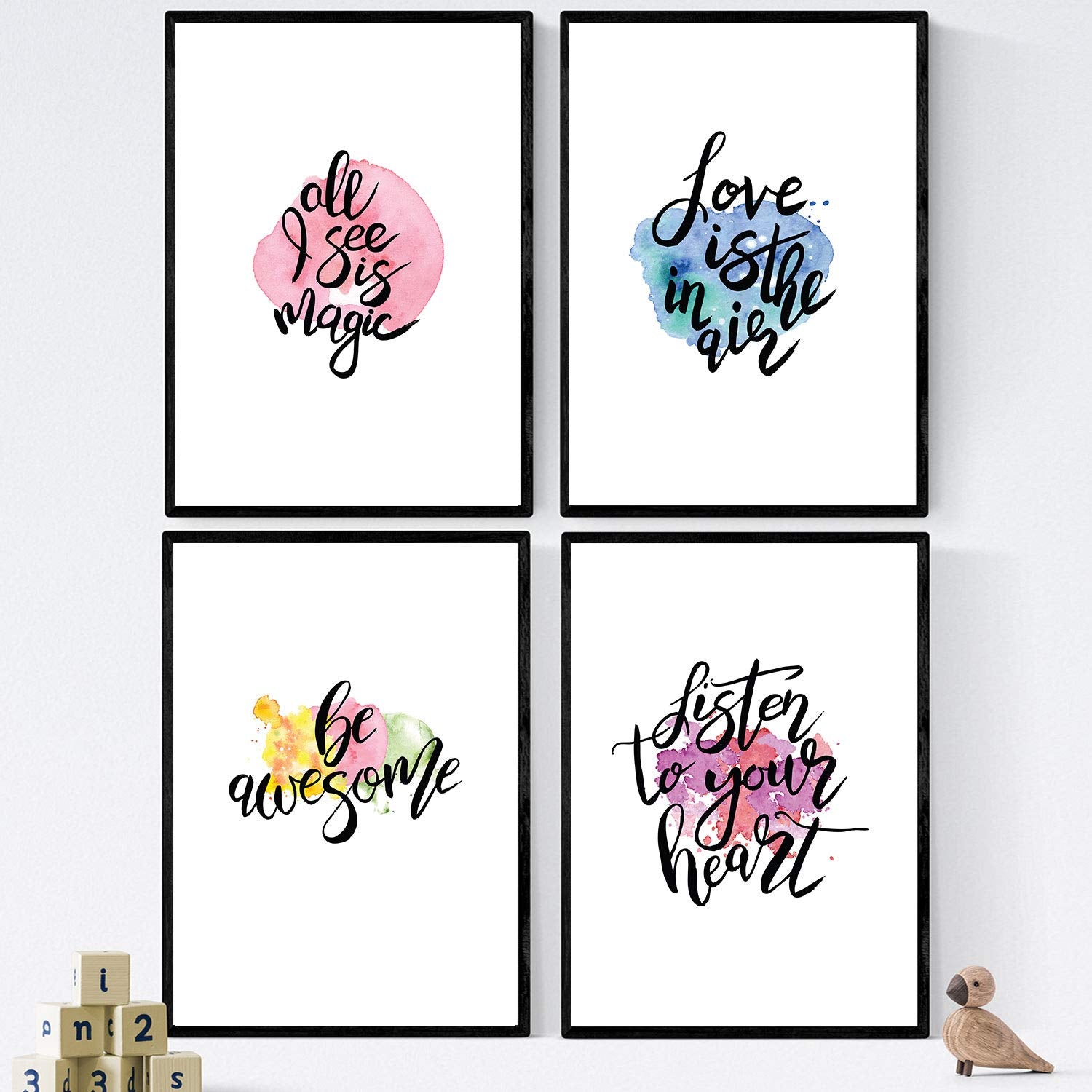 Nacnic set de láminas con mensajes felices y coloridos pack de posters magic tamaño a3 sin marco