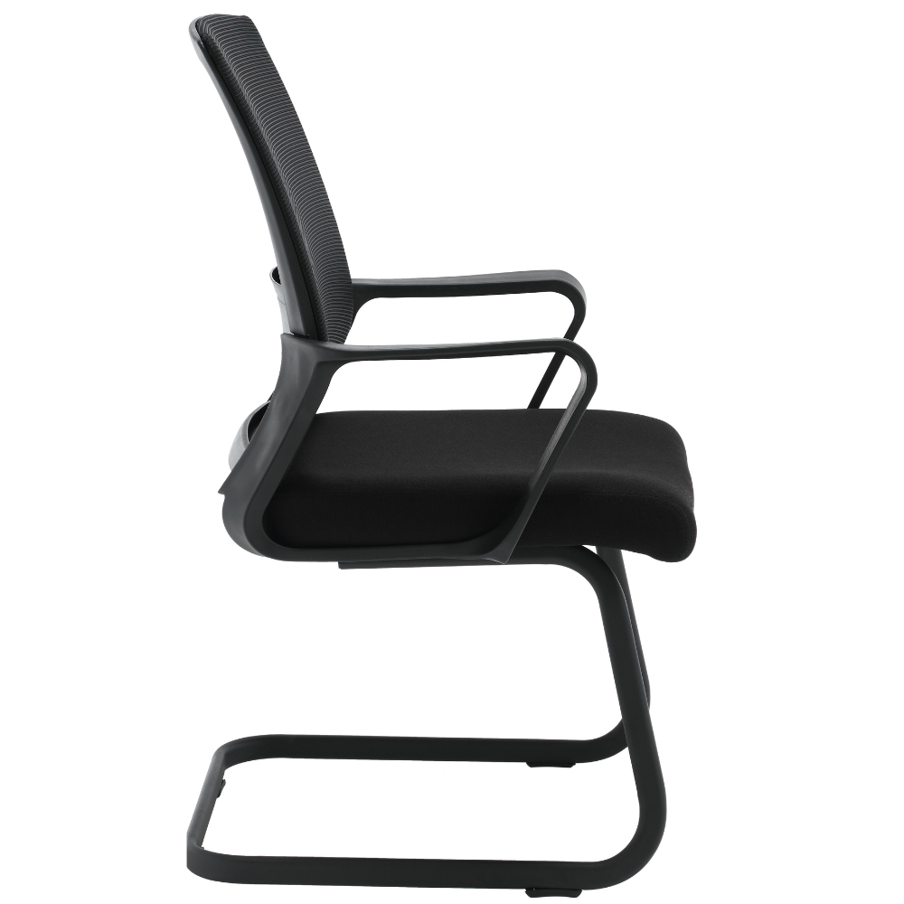 Chaise de bureau pour salle d'attente, lot de 2 fauteuils de conférence, de réunion, siège ergonomique avec accoudoirs, en tissu respirant noir - ZIK - 3