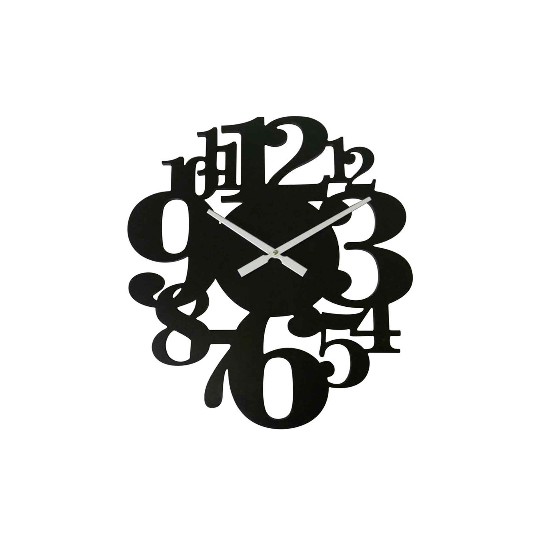 Rebecca mobili reloj colgante relojes negro mdf números grandes 55x50x4,5