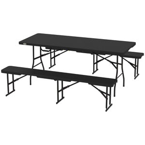 Tavolo Pieghevole In Plastica Nero 6 FT (180 Cm) – Portatile Per Picnic, Campeggio Ed Esterno - Foto 2