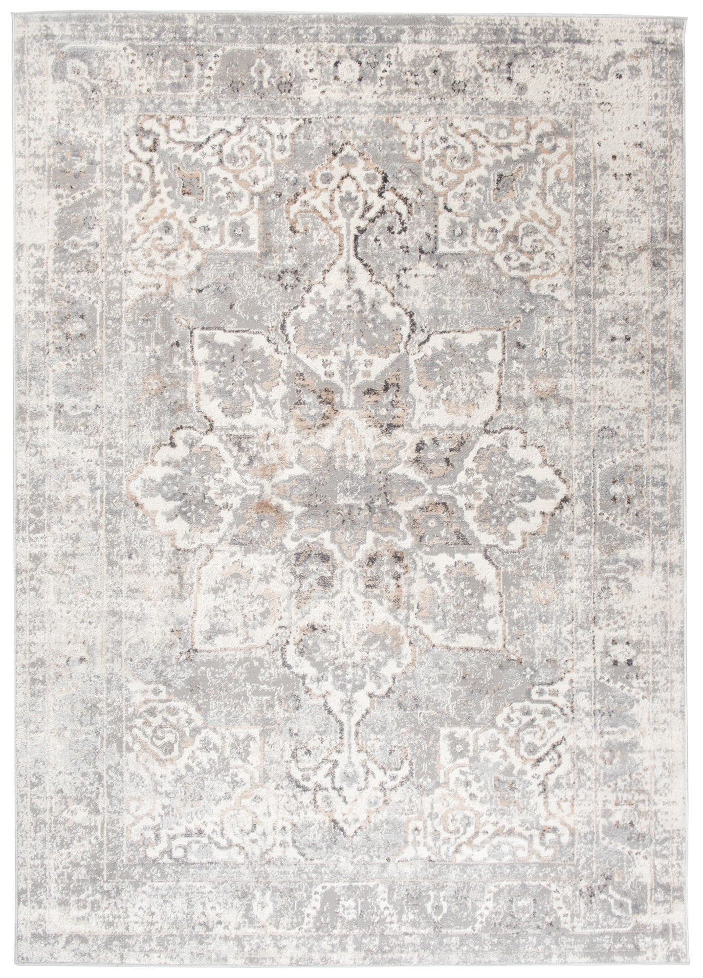 TAPISO Valley Tapis Salon Chambre Vintage Gris Clair Beige Doux 200x300 - 2