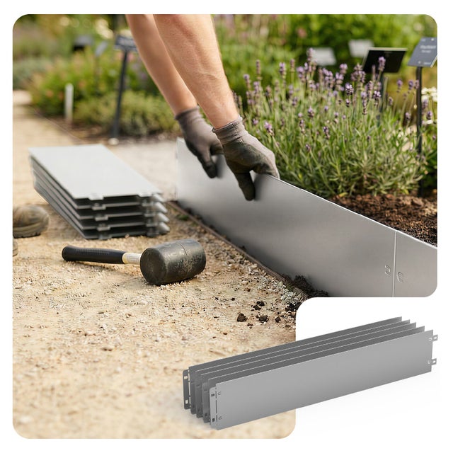 Lot de 35 Bordure de jardin en métal galvanisé flexible 100x18cm - clôture gazon antirouille 35m - VOUNOT®