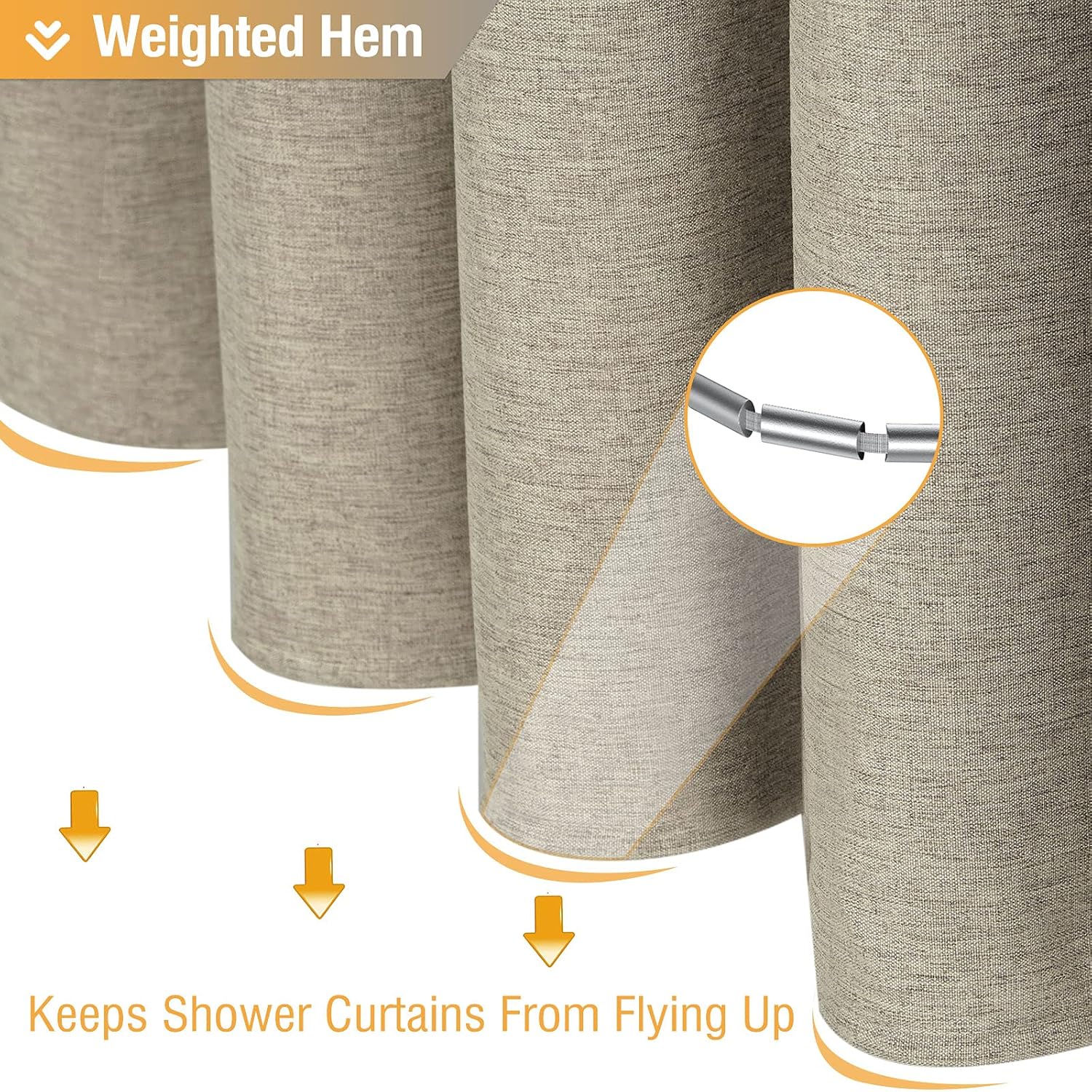 Tenda da doccia marrone chiaro, 180*180 cm, lavabile in lavatrice, spessa, impermeabile, adatta alle vasche da bagno. - 2