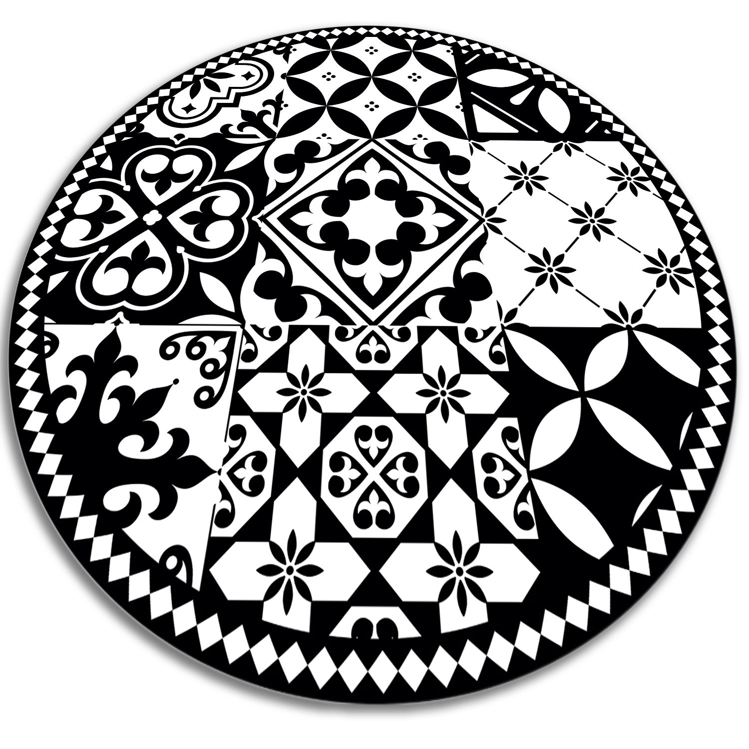Mata winylowa okrągła, portugalski wzór tradycyjna elegancka mozaika 90x90 cm – Tulup
