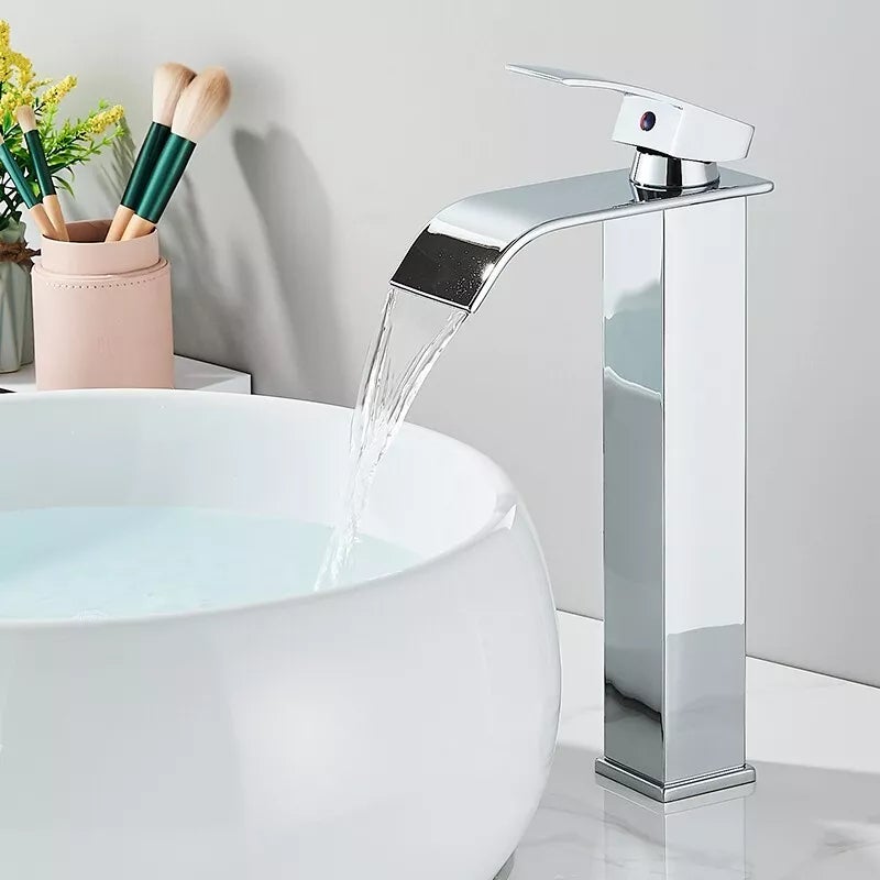 Robinet de lavabo cascade, mitigeur de lavabo à poignée unique, eau