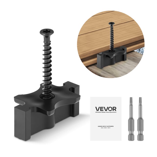 Clips invisibles VEVOR x600 en PP avec vis, fixation lame terrasse composite, pour écart 6,5 mm, hauteur 10 mm