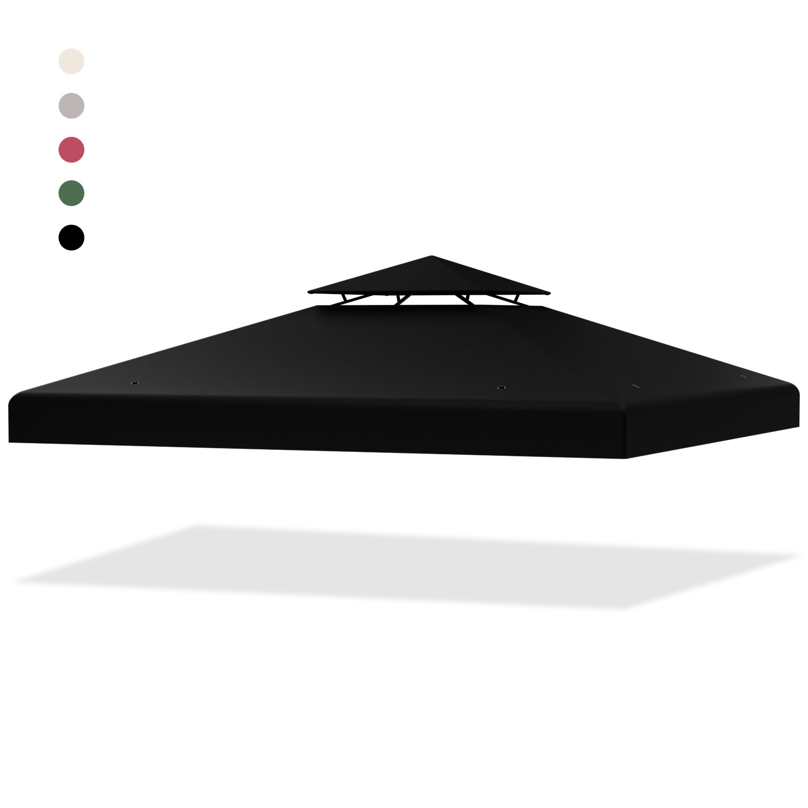 Pânză de schimb dublă de acoperișă pentru Pavilion Jardin 3 x 3 M poliester impermeabil înaltă densitate 160g / m², Pânză acoperișă tonala(negru)